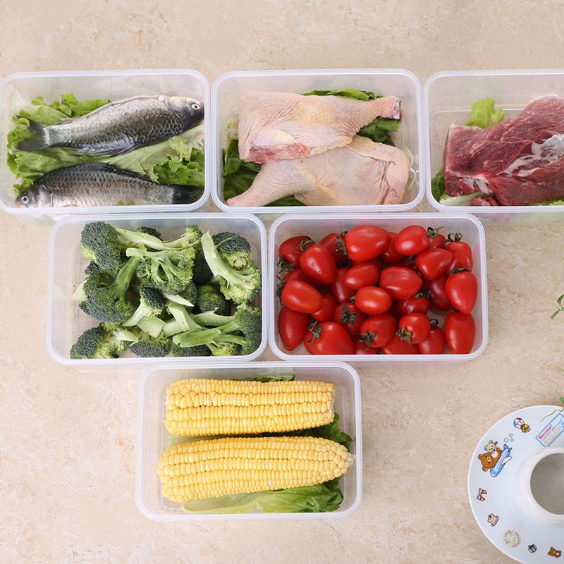塑料保鲜盒套装冰箱微波专用饭盒便当盒厨房储物密封盒保鲜盒 1000毫升紫色保鲜盒两个装