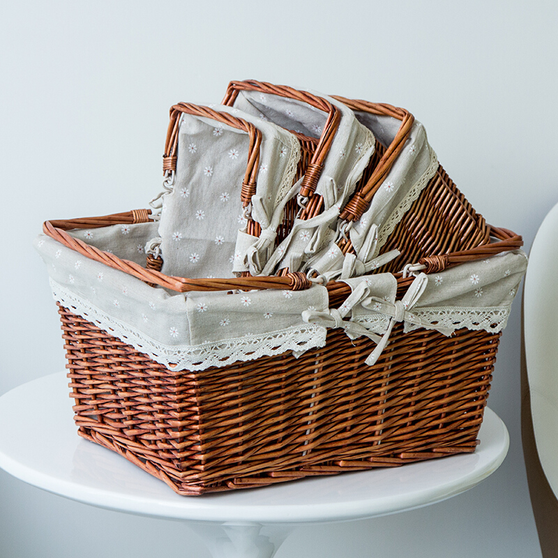 藤编水果篮手提篮菜蓝野餐篮编织篮鸡蛋篮柳编收纳篮竹篮藤篮小篮