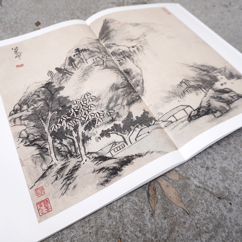 [正版]中国名绘集珍:八大山人天光云景册 清代山水画 原色高清印制细节装裱临摹赏玩皆宜 经折装中国画典范范本绘画作品赏高清大图