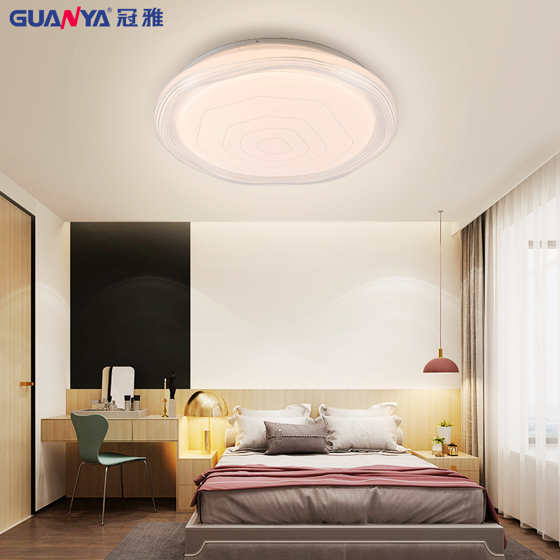 冠雅(GUANYA)XD108-52W新款简约现代圆形卧室灯主卧房间LED吸顶灯三色变光温馨书房阳台灯具照射面积15其他