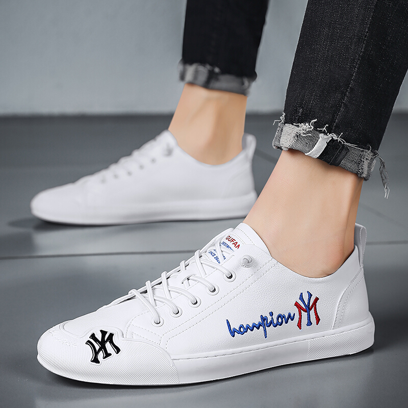 梵克公牛鞋2021新款春秋韩版潮流百搭休闲皮鞋男士休闲英伦风一脚蹬小