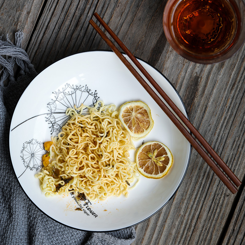 苏氏陶瓷( SUSHI CERAMICS)汤盘子 梦之兰创意日式家用陶瓷菜盘子8英寸4只装中餐具