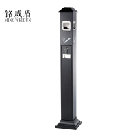 铭威盾不锈钢垃圾桶烟蒂柱灭烟桶带烟灰缸室外电梯口立式屋顶式黑色烤漆烟灰柱常规款