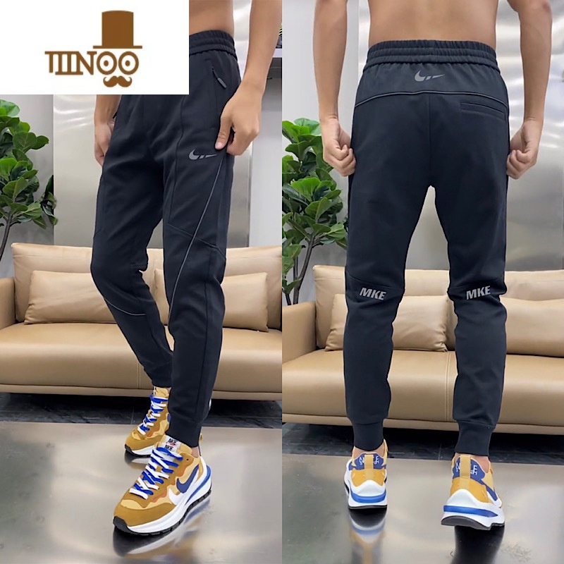 YANXU长裤男时尚潮牌印花小脚休闲裤子秋季百搭修身运动卫裤新款哈伦裤