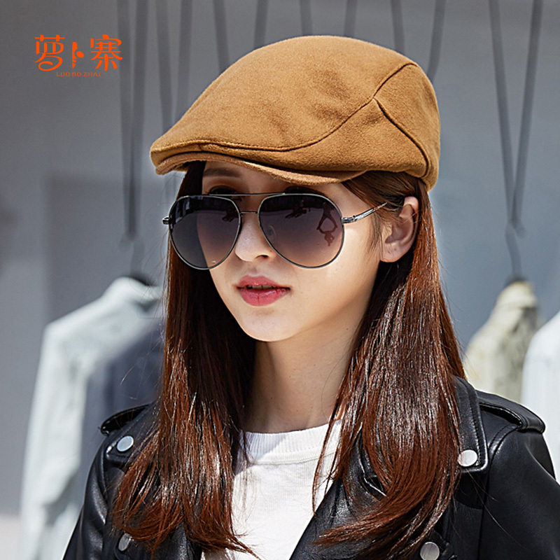 盛世尼曼鸭舌帽女韩版潮百搭时尚英伦复古画家帽显脸小前进帽黑色贝雷