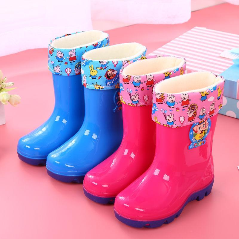小猪佩奇儿童雨鞋男女童卡通雨鞋加绒雨靴宝宝雨鞋加绒保暖童雨靴