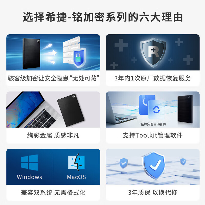 希捷 2TB 暗夜黑移动硬盘高清大图