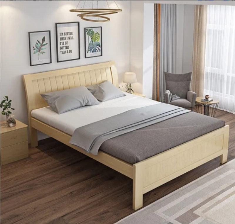 涵美大成 单人实木床+床垫 2000*1200mm 套