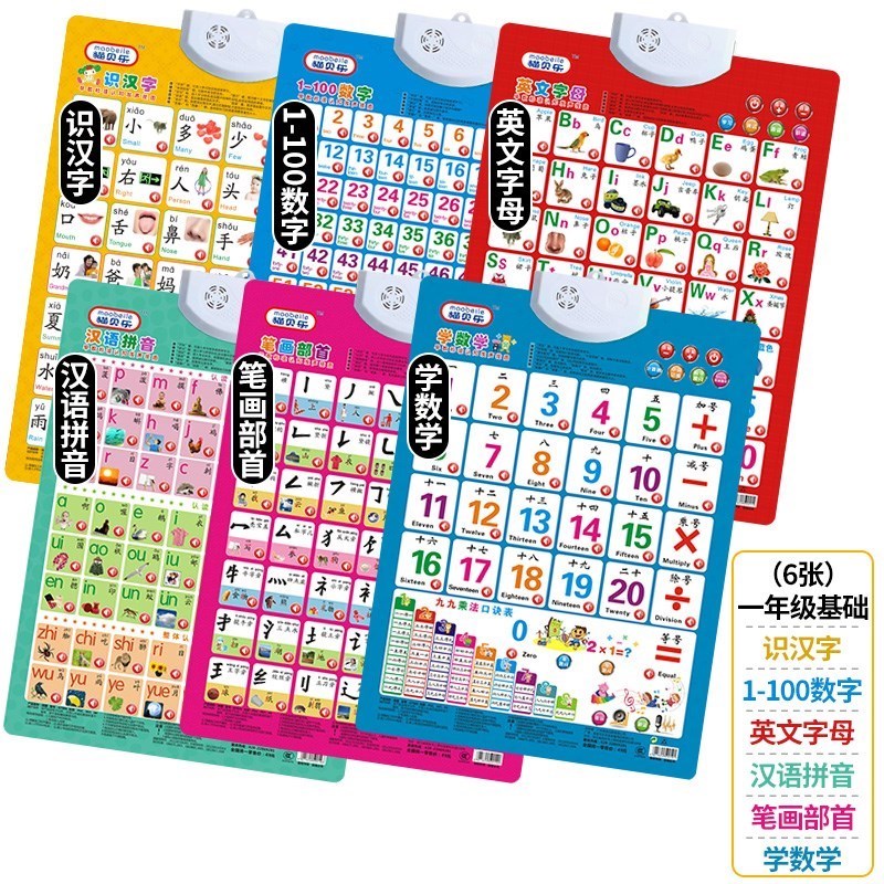 小学生生字认字表宝宝认字有声挂图婴儿学习发声语音识字早教全套 套餐6（4张）高清大图