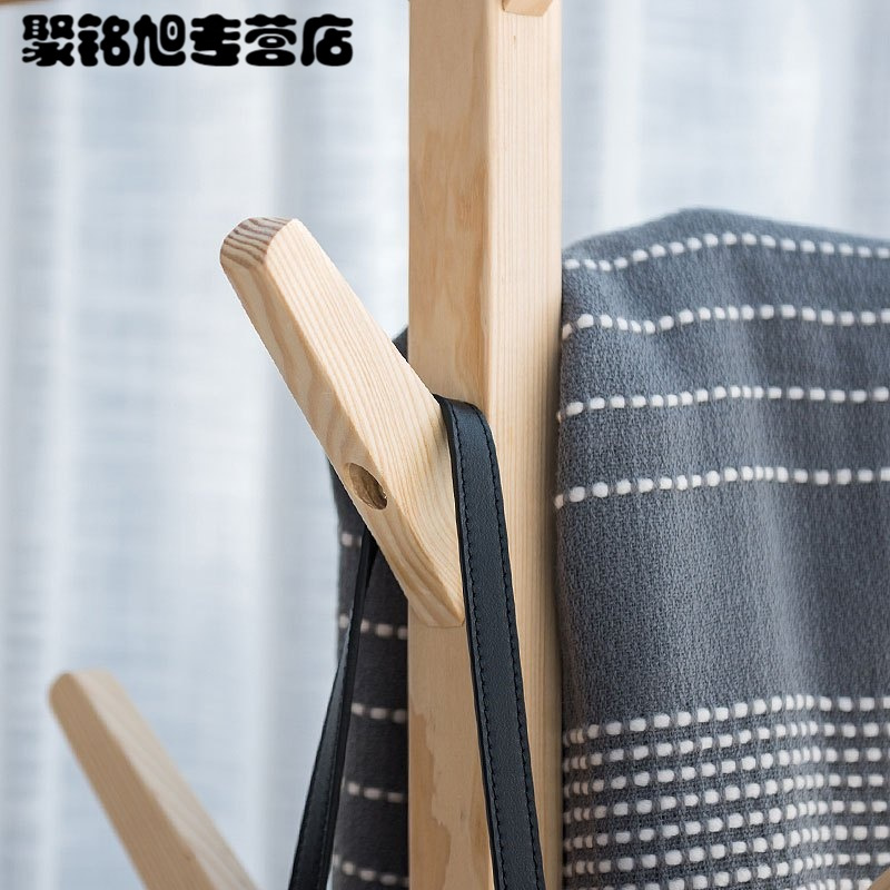 简易实木质衣帽架落地式卧室挂衣架子客厅家用收纳架置物架通用简约现代住宅家具架类衣帽架