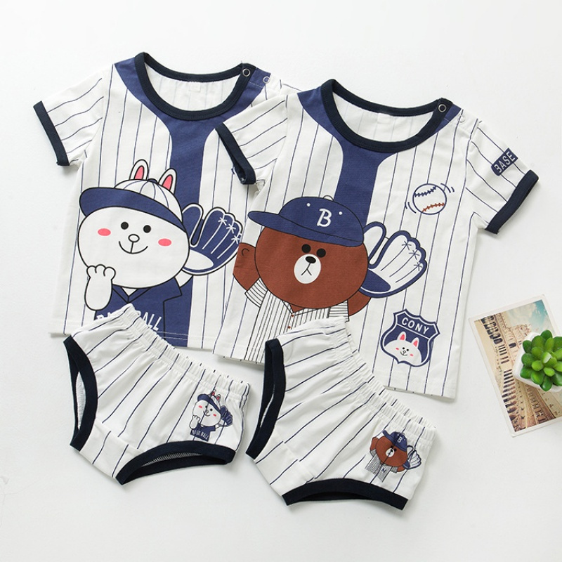 2018新款儿童夏装套装男童运动套装宝宝球服棒球服婴幼儿外出服