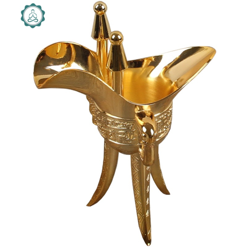 酒杯仿古白酒杯中式交杯高脚杯金属三角杯古酒具古风酒盏 封后 小号一