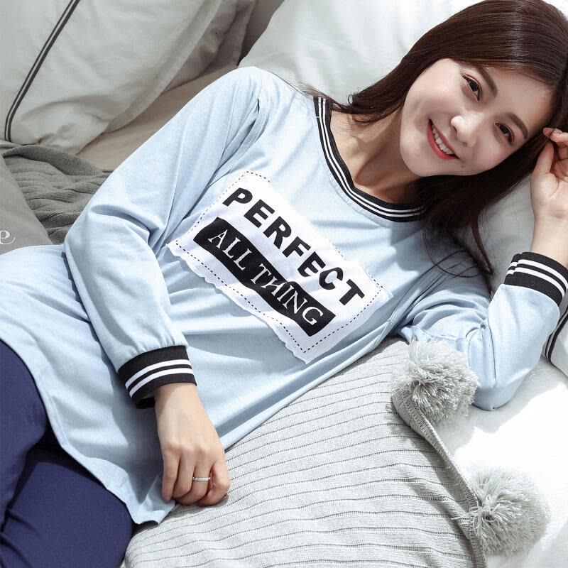 迪鲁奥(DILUAO)产妇纯棉月子服春秋孕妇睡衣 春夏季薄款产后加肥大码200斤哺乳期图片