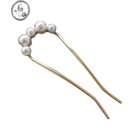 JiMi高级感珍珠u型发簪女简约现代日常发钗簪子盘发器发夹新中式头饰