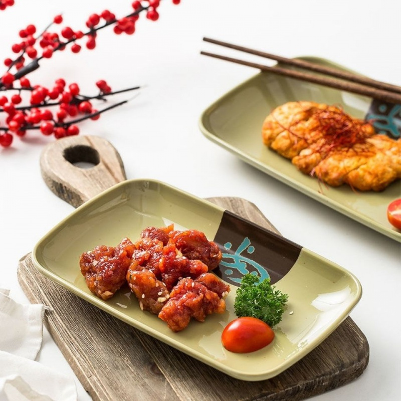 肠粉碟商用肠粉盘子塑料长方形早餐专用仿瓷碟子密胺餐具火锅菜盘[7月9日发完] A5福字系列 7寸长方盘(买10送一)