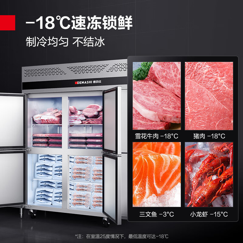 德玛仕DEMASHI六门冰柜商用立式大容量六开门厨房冰箱风冷无霜GK1.6L6FD[全冷冻]