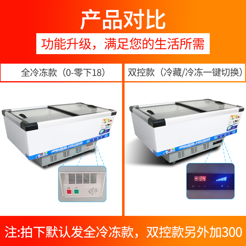 飞天鼠(FTIANSHU) 2.1米双压平岛柜 全冷冻卧式冰柜点菜柜 展示柜商用肉类速冻冷冻柜烧烤配菜柜