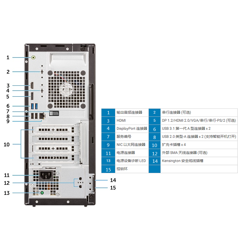 戴尔(DELL)OptiPlex 3060 Tower(Intel Core i3-8100)商用台式电脑主机