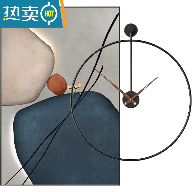 敬平石来运转餐厅装饰画带钟表组合画现代简约饭厅背景墙挂画新款壁画装饰画高清大图