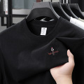 纯棉刺绣短袖男T恤2026夏季新款重磅220克新疆长绒棉男士T恤 XXXL 黑色-212