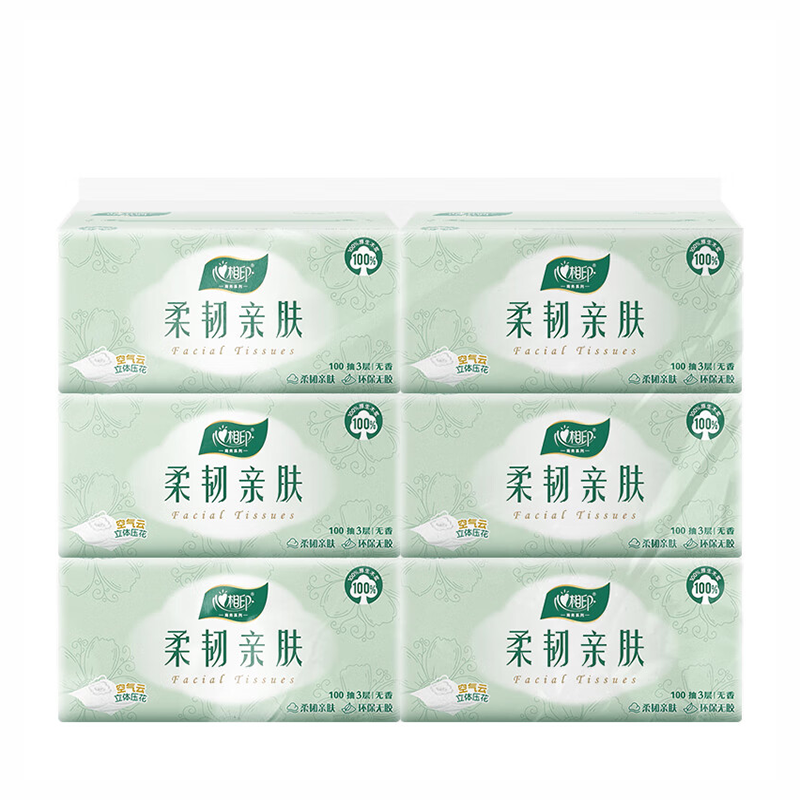 心相印 抽纸卫生纸 柔韧亲肤3层100抽*18包整箱装 DT100YG高清大图