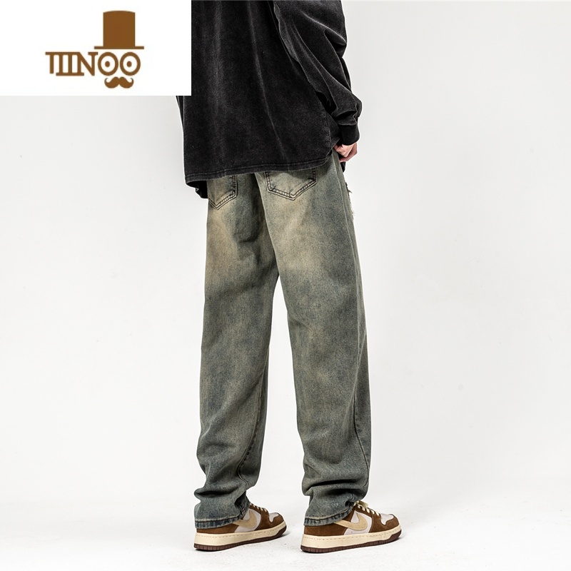 YANXU秋季1977牛仔裤男款宽松直筒长裤ins高街潮西海岸美式hiphopi9高清大图