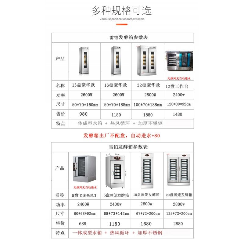 发酵箱商用13盘单小型纳丽雅(Naliya)家用不锈钢醒发箱双面包馒头蒸笼6/1 18盘冷藏醒发箱定金产品售价12880
