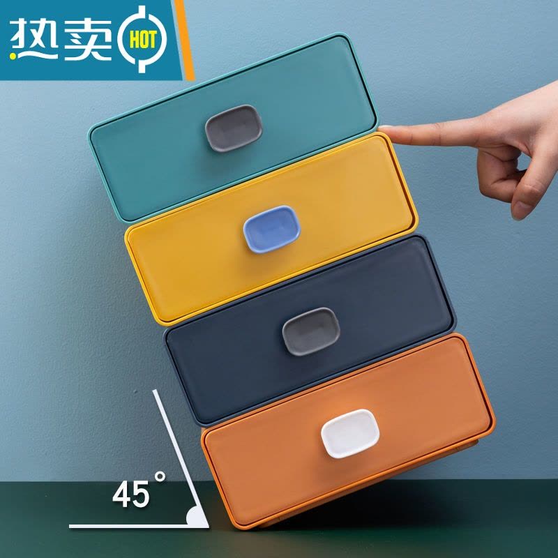 敬平桌面收纳盒多功能多层抽屉式收纳柜化妆品学生文具杂物整理储物盒图片