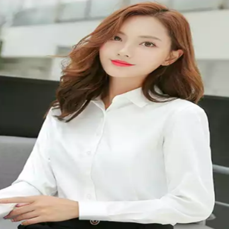 长袖衬衫女商务休闲职业装白色衬衣