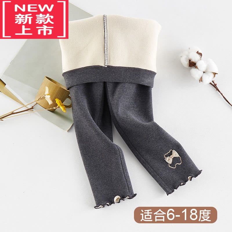可莉允女童打底裤加绒加厚外穿女孩洋气一体绒冬季韩版儿童保暖裤子图片