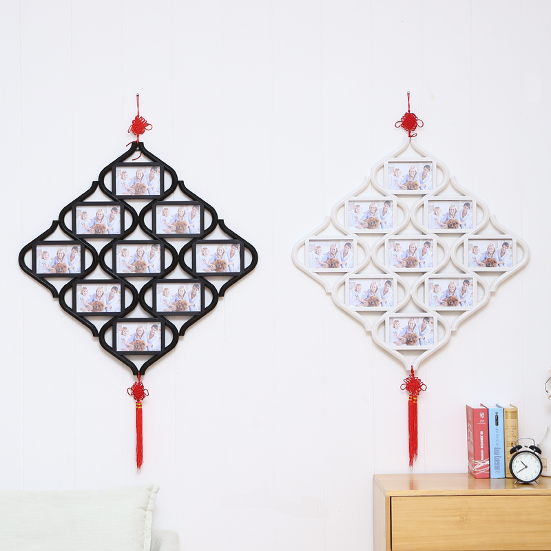 新中式创意组合相框连体框婚纱照相框中国结挂