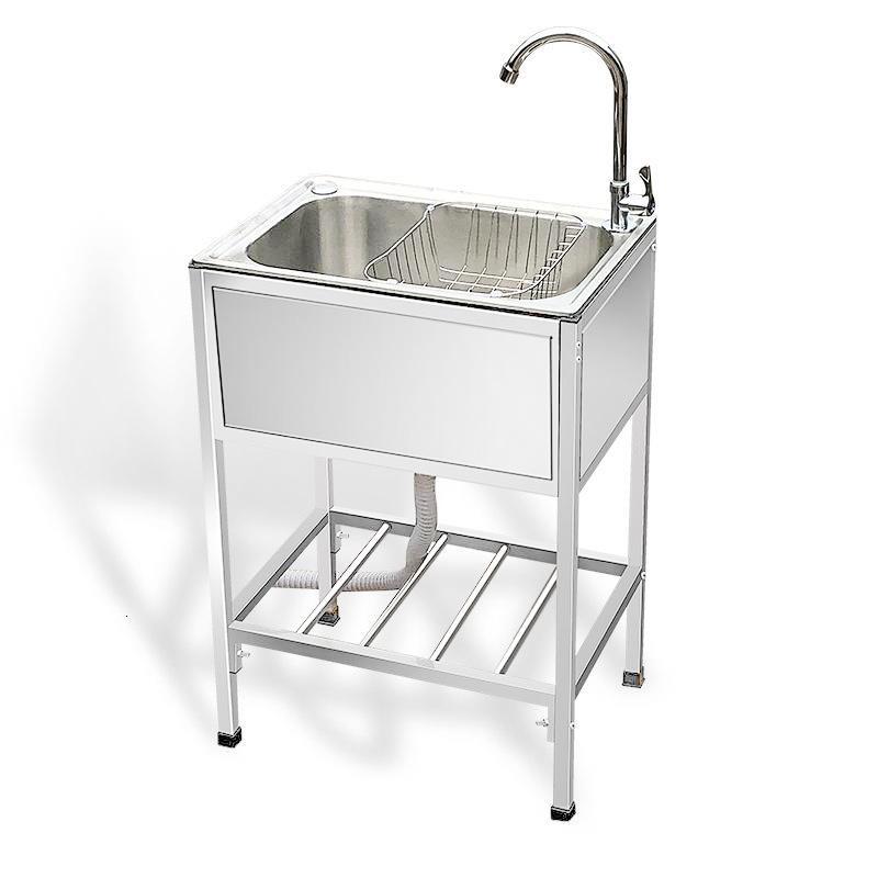 闪电客厨房不锈钢简易水双单带支架子洗手盆带挡板水池洗菜盆洗碗