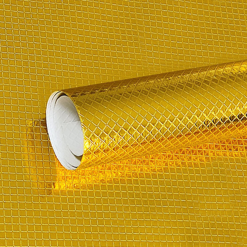 先围 厨房铝箔贴纸 5m*60cm*0.16mm金菱形格纹 卷