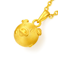 壹仟俩 黄金吊坠生肖猪吊坠女足金9993D硬金通用本命年小萌猪定价黄金吊坠 YD0011