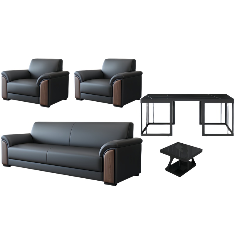 悦兴诚洽谈沙发组合192*78*81cm(1+1+3+茶台+方几)套高清大图