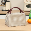 手提保温袋保温包饭盒袋 卡其条纹