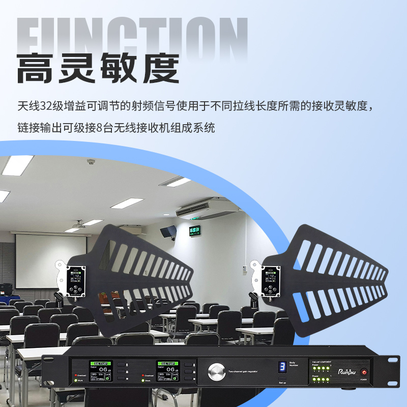 润普Runpu会议音频扩声系统麦克风信号放大器室内室外远距离增强信号专业18路天线放大器RP-GTX18Y高清大图