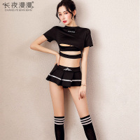 长夜漫漫情趣内衣清纯学生装大码性感超短裙制服诱惑装夜迷离厂家 通码（80-120斤） 黑色