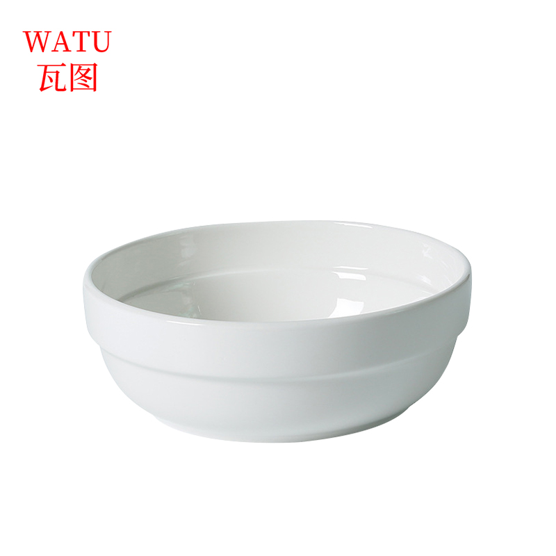瓦图(WATU) 陶瓷面碗 陶瓷汤碗 沙拉拉面汤碗泡面碗 10个装 5.5寸（14*6cm）