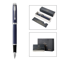 派克PARKER 钢笔 IM蓝色白夹墨水笔 学生商务办公文具用品 可吸墨可替换墨囊 书写0.5mm金属不锈钢F笔尖