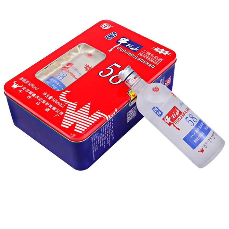 牛栏山 二锅头 白酒礼盒 国际牛栏山 清香型58度 整箱装 500ml*2瓶*3盒 礼盒白酒