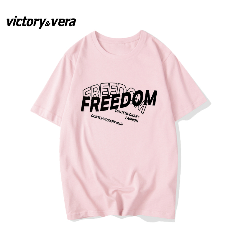 Victory&vere韩版白色纯棉短袖T恤女2022春夏新款宽松半袖上衣ins