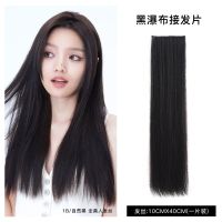 瑞贝卡假发片女一片式无痕接发片全真人发蓬松增发量接长发直发片 自然黑/全真发一片装长40cm/宽10cm