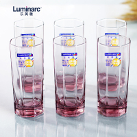 Luminarc法国弓箭(ARC) 乐美雅凝彩粉色玻璃杯啤酒杯水杯茶杯套装280M(六只装)J4508不保温