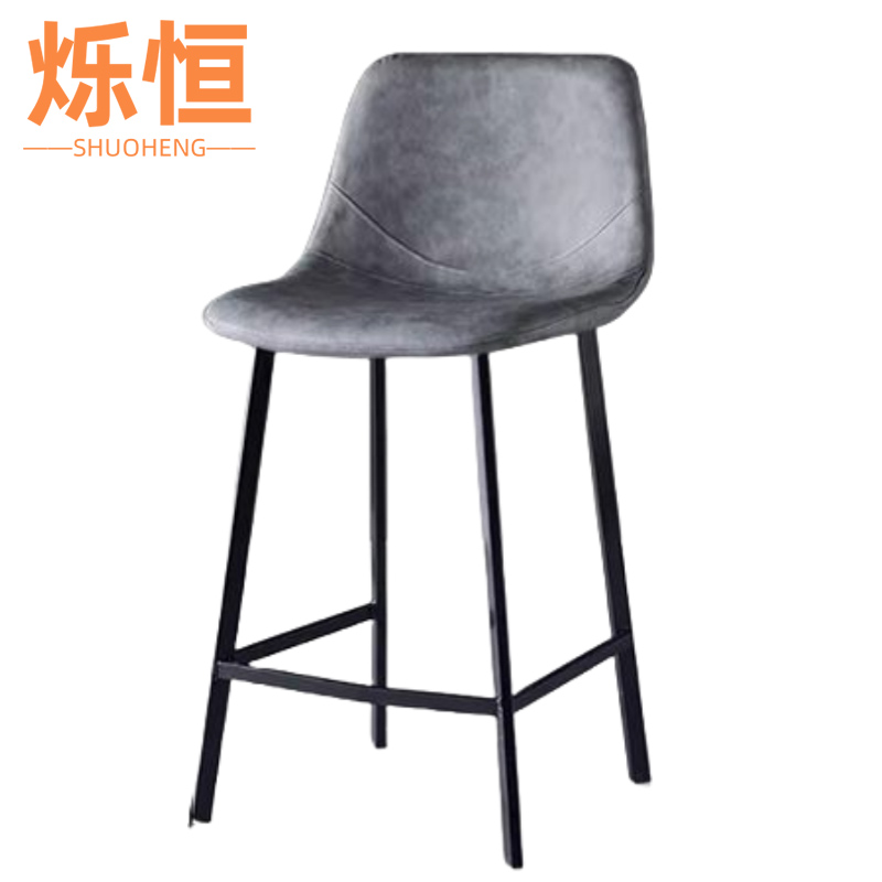 烁恒 高脚椅灰色65cm 把高清大图