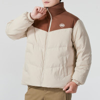 斯凯奇（Skechers）男女同款梭织休闲防寒羽绒服新款时尚运动保暖立领外套L324U104-0018 ZP XL L324U104-0046/浅棕色