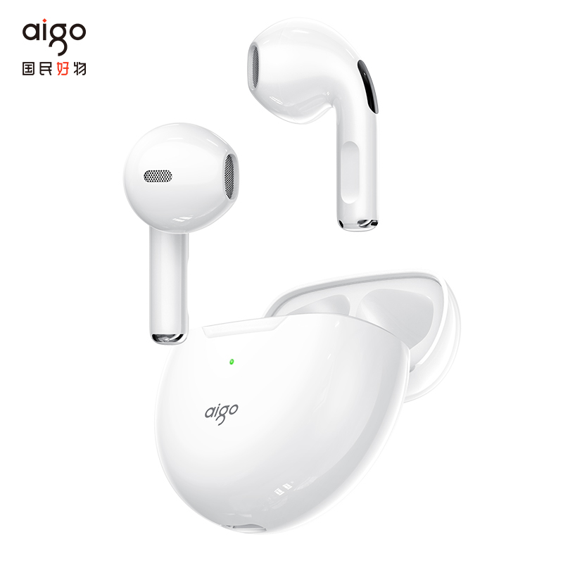 爱国者(aigo)T16 真无线蓝牙耳机半入耳式触控运动耳机 白色