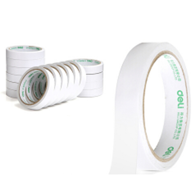 得力30402棉纸双面胶带18mm*10y*80um(白)16卷/袋