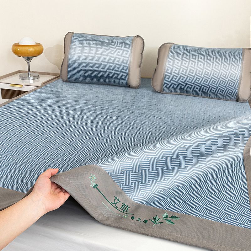 凉席90x190学生床草席90x200夏季可折叠学生宿舍冰丝凉席高清大图