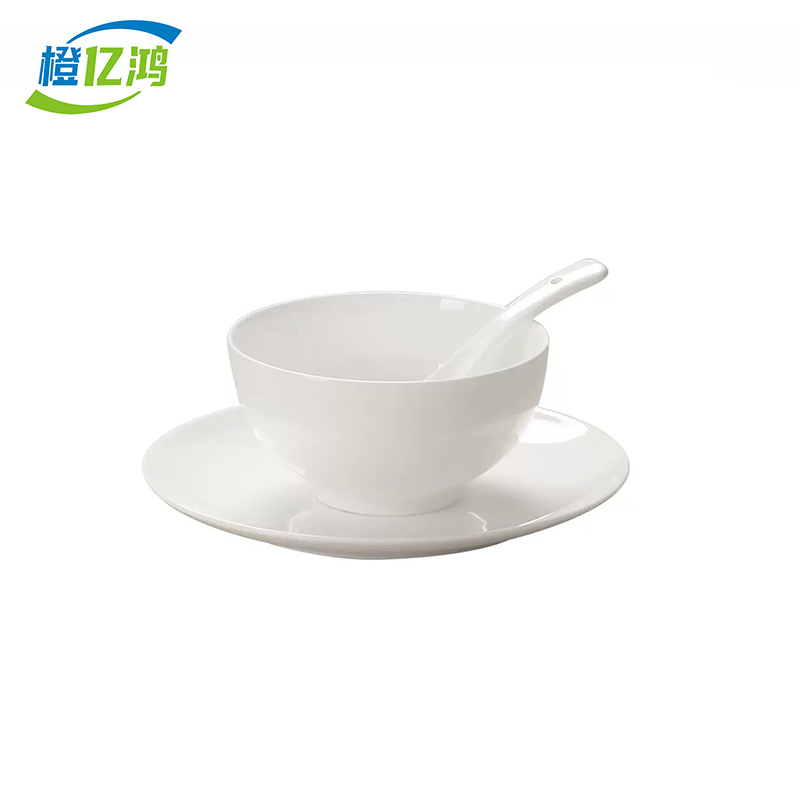橙亿鸿 纯白骨瓷碗摆台餐具饭碗骨碟小勺套装 三件套/件